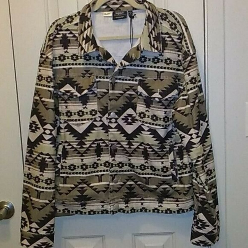 Wesc Cord Trucker Blanket Jacket Unisex Men Size S Women Size M Oatmeal Aztec